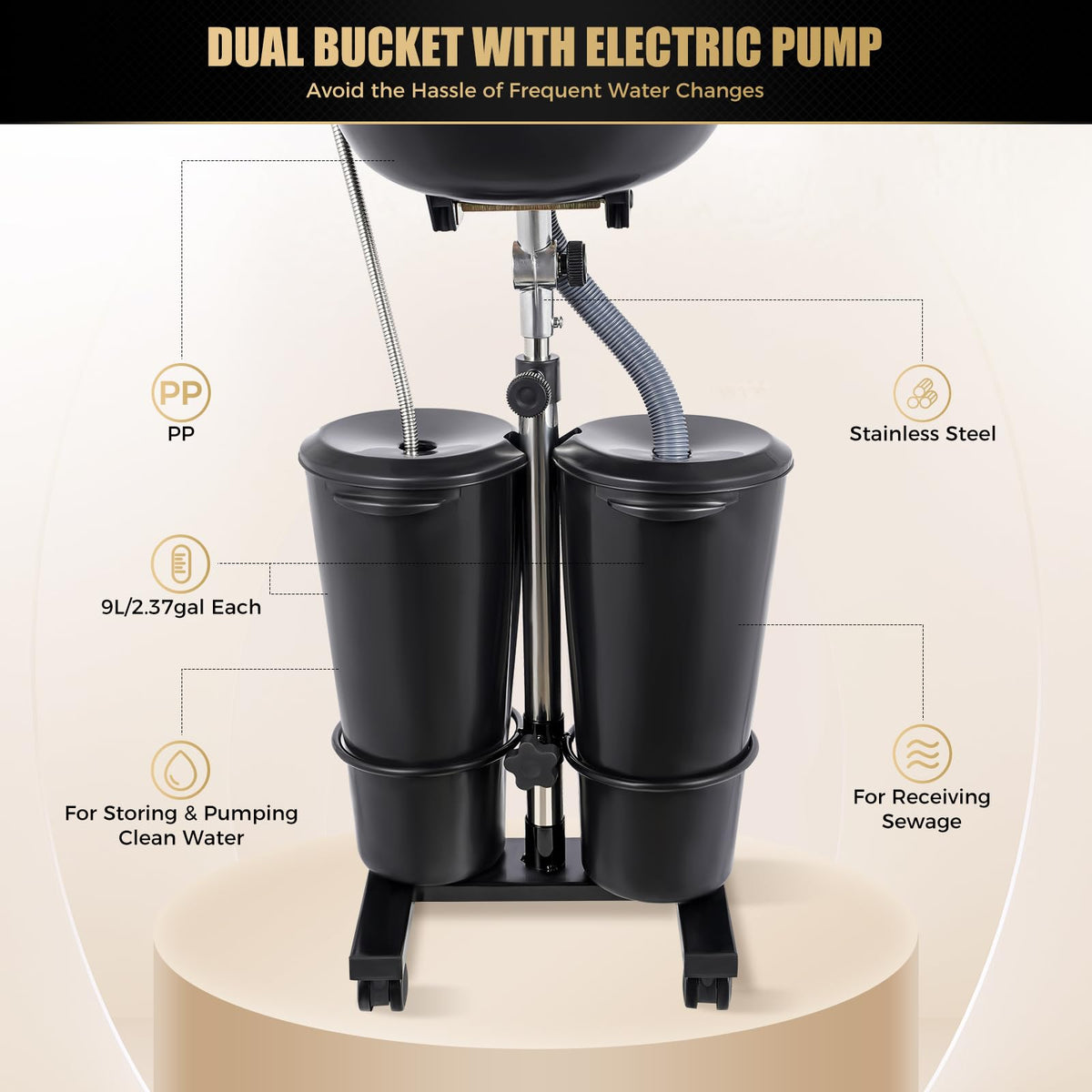 Portable Shampoo Bowl with Electric Water Pump G382