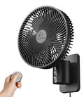 8 Inch Wall Mounted Fan with Remote Control, 4 Speeds, Black U8716