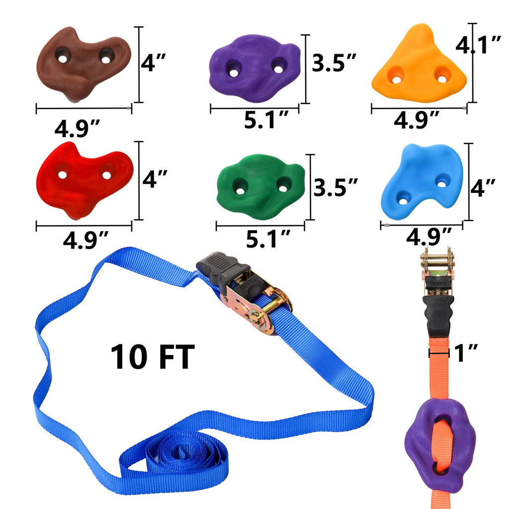 18 Pcs Tree Climbing Holds with 6 Ratchet Straps X2033
