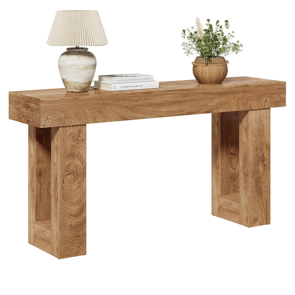63 Inches Oak Color Wooden Console Table S26840