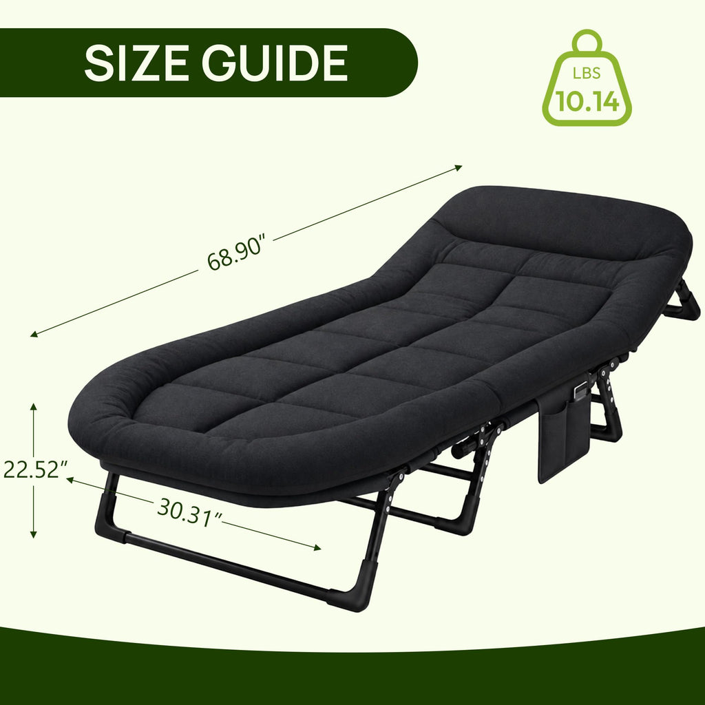 Black Camping Cot with Mattress D584