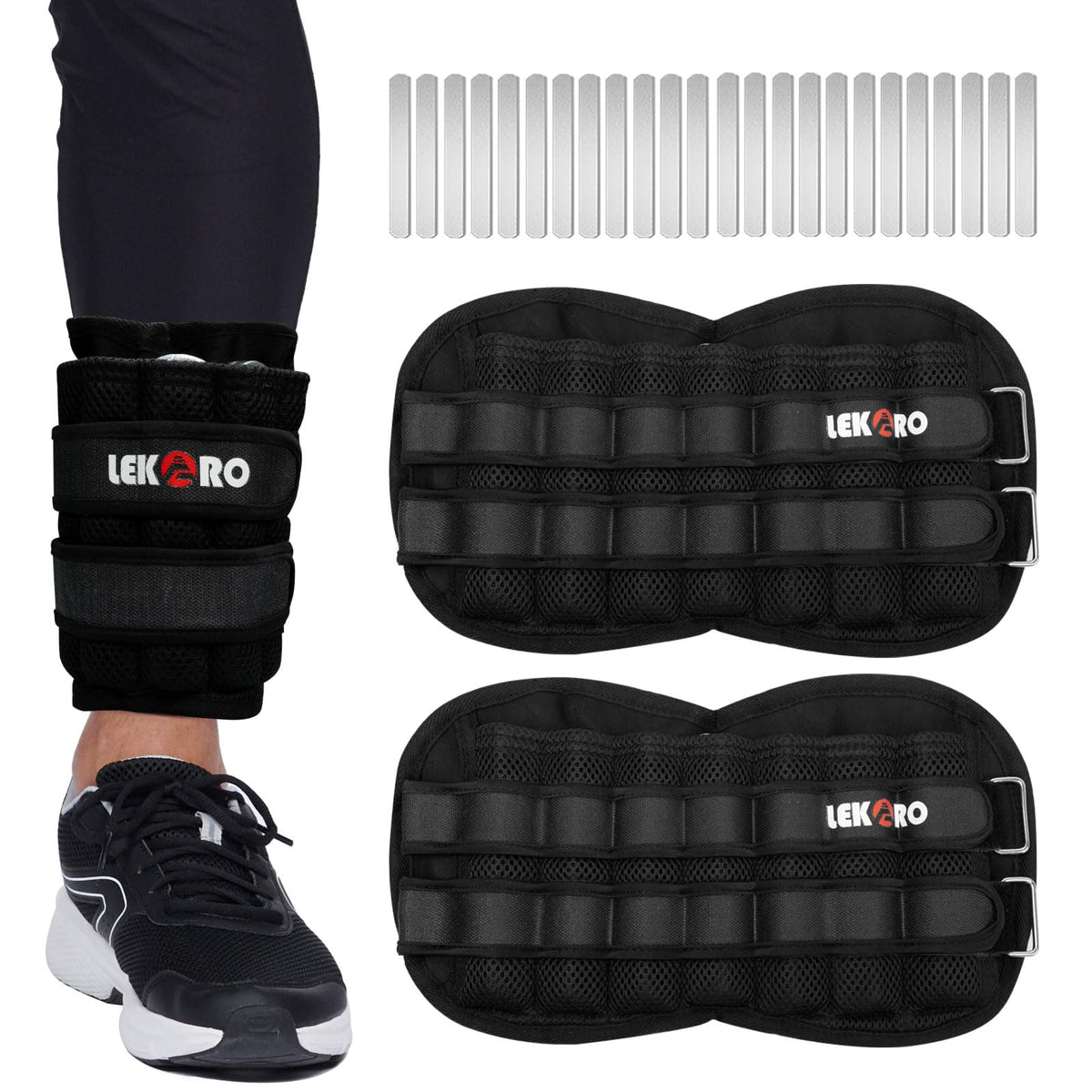 Ankle Weights Wrist Weights, 1 Pair Adjustable Removable Steel B15839