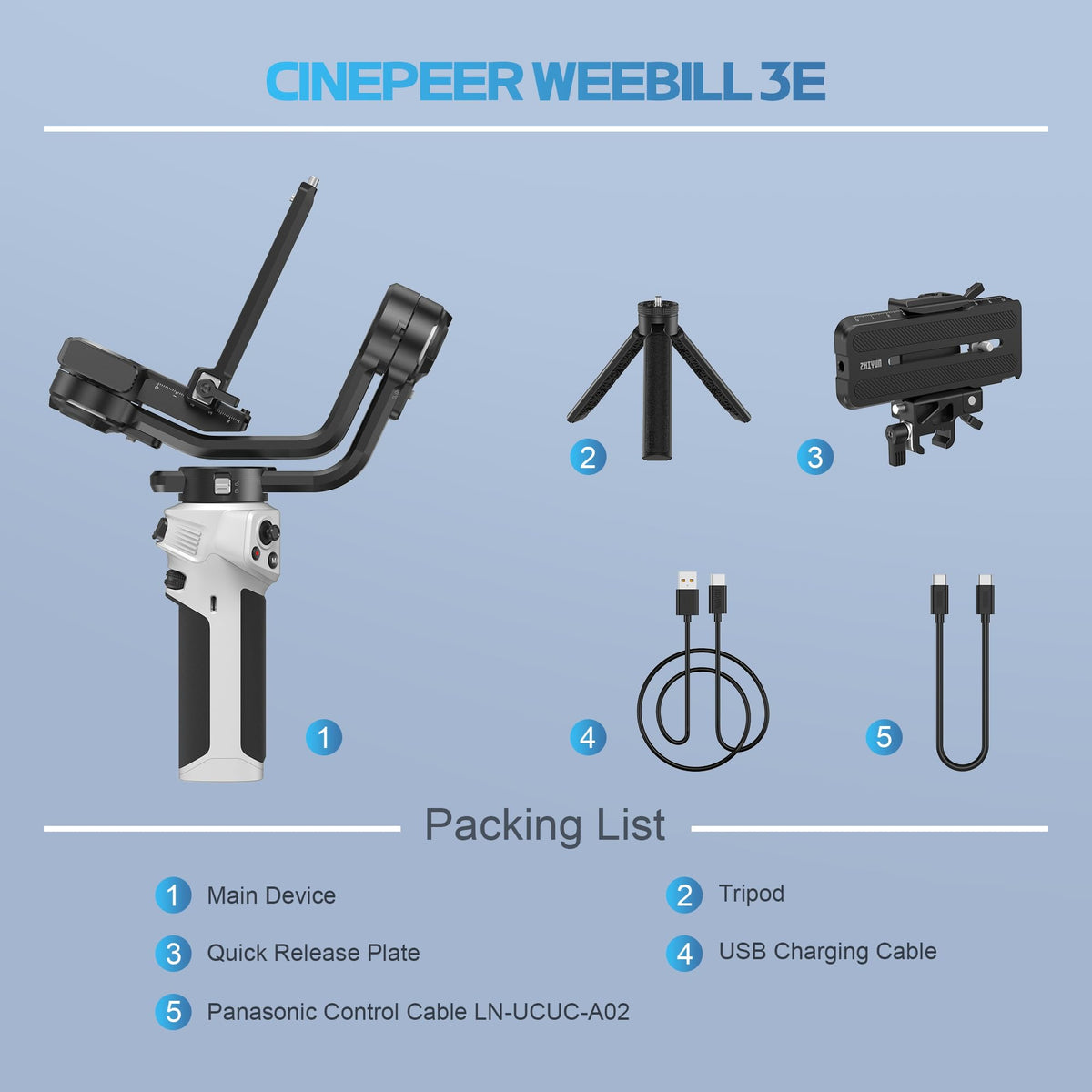 Lightweight 3-Axis Camera Gimbal Stabilizer F598