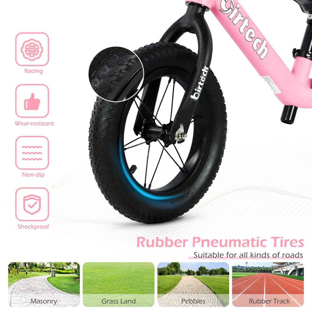 12" No Pedal Balance Bike with Inflatable Rubber Tires N1305