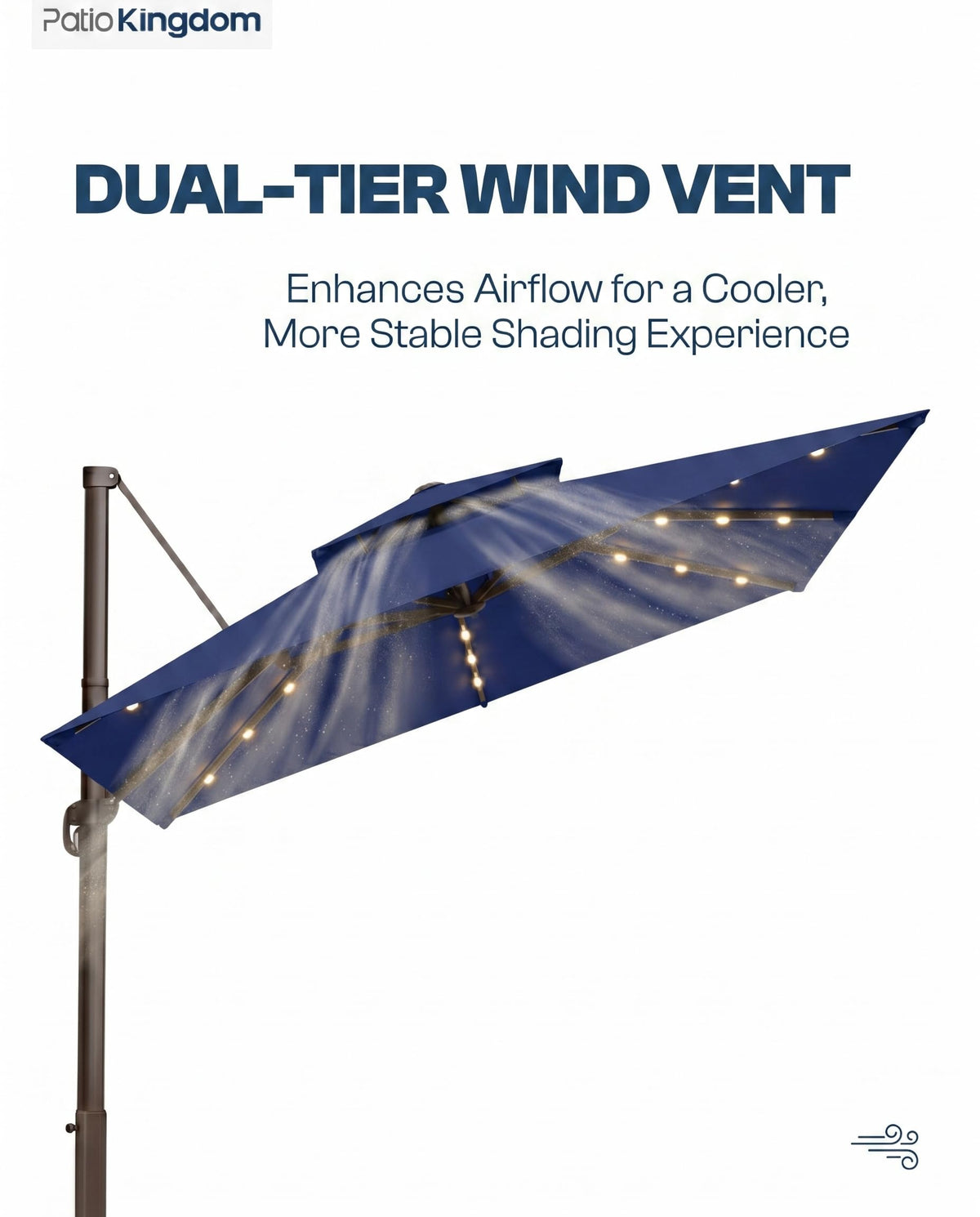 11x11 FT Double-Top Cantilever Patio Umbrella with Lights A170
