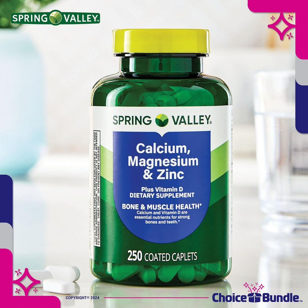Calcium Magnesium Zinc Plus Vitamin D Caplets 250 Ct 2 pk J814