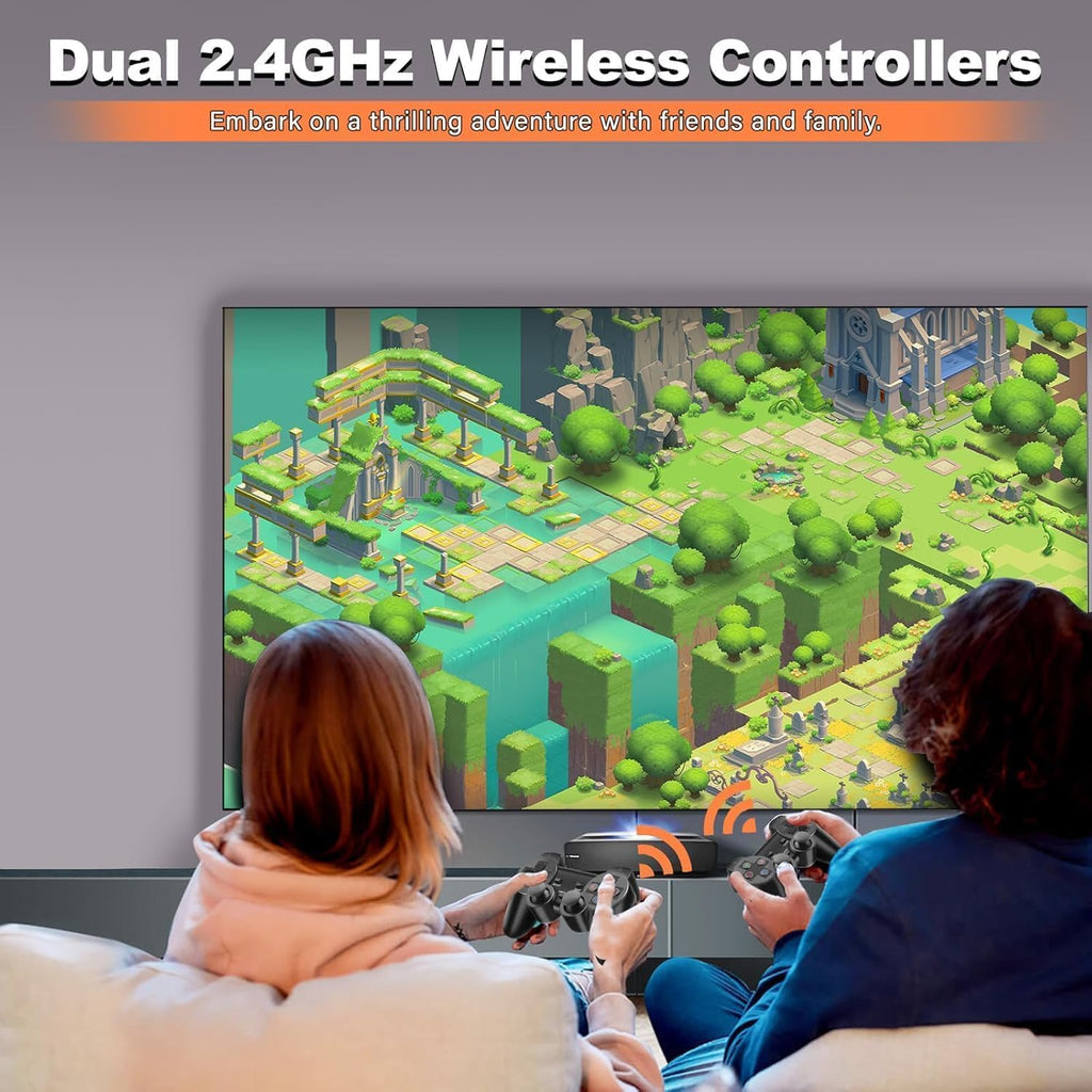 Retro Gaming Console Game Stick, 20,000+ Classic Video Games, 23 Emulators, Dual Wireless Controllers, 4K HDMI Output, 64GB V500423