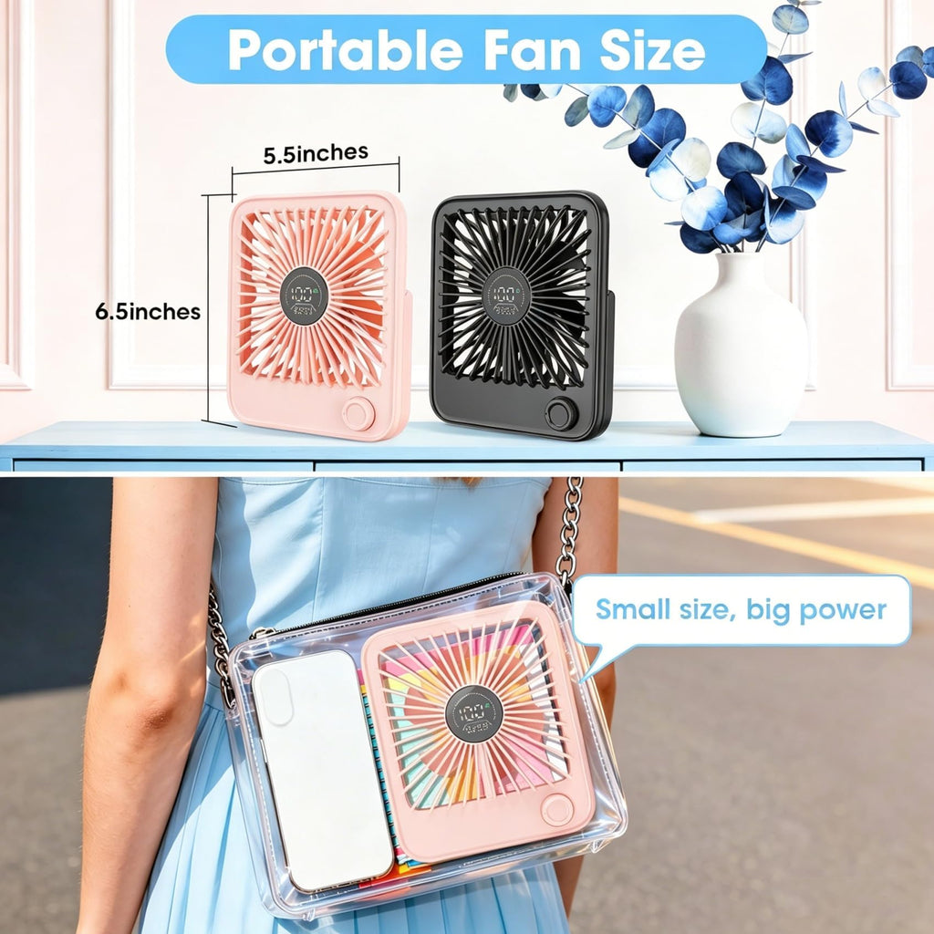 2 Pack Small Rechargeable Quiet Portable Desk Fan Q205081