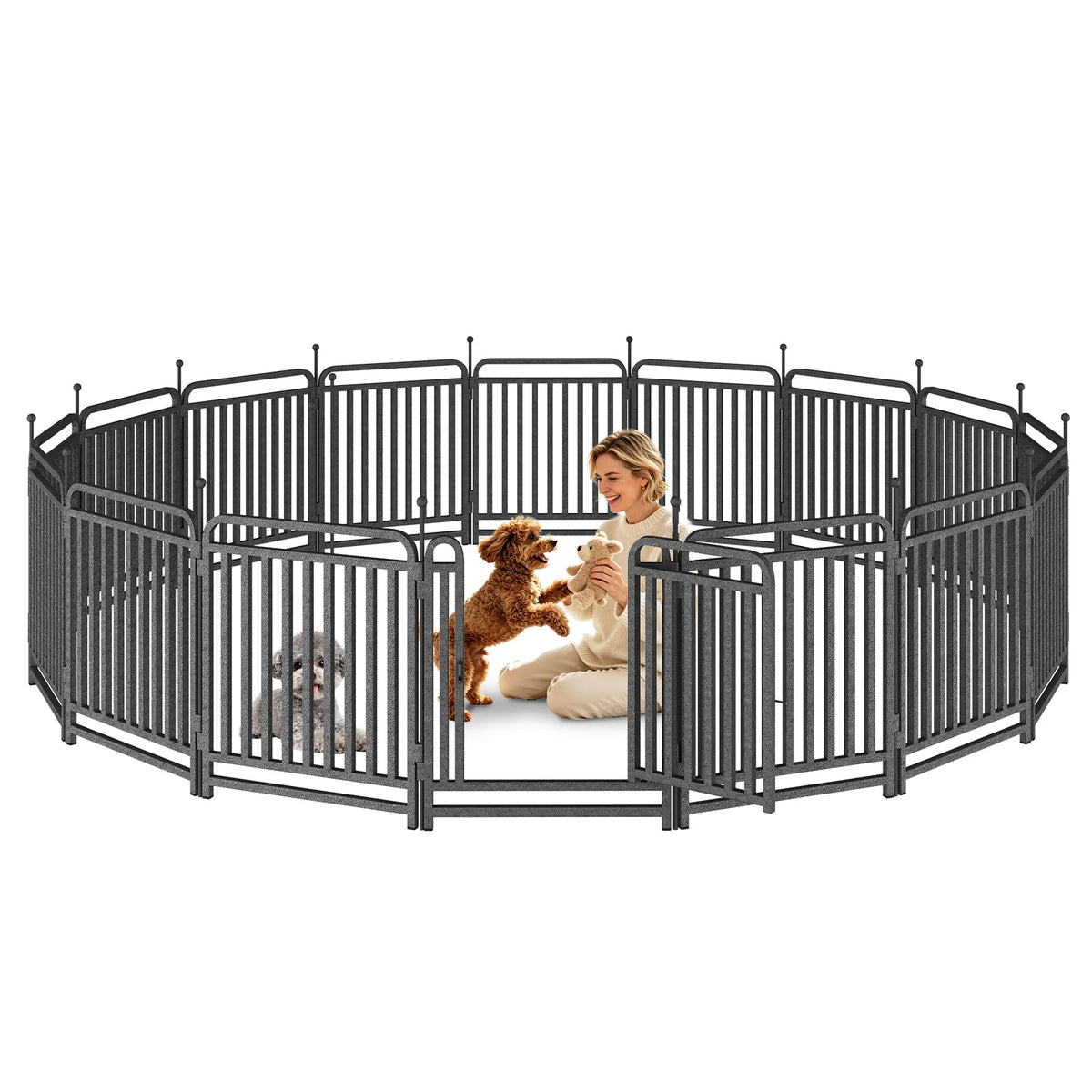 Dog Playpen Outdoor Silver 32'' 16 Panels 2 Gates O316241