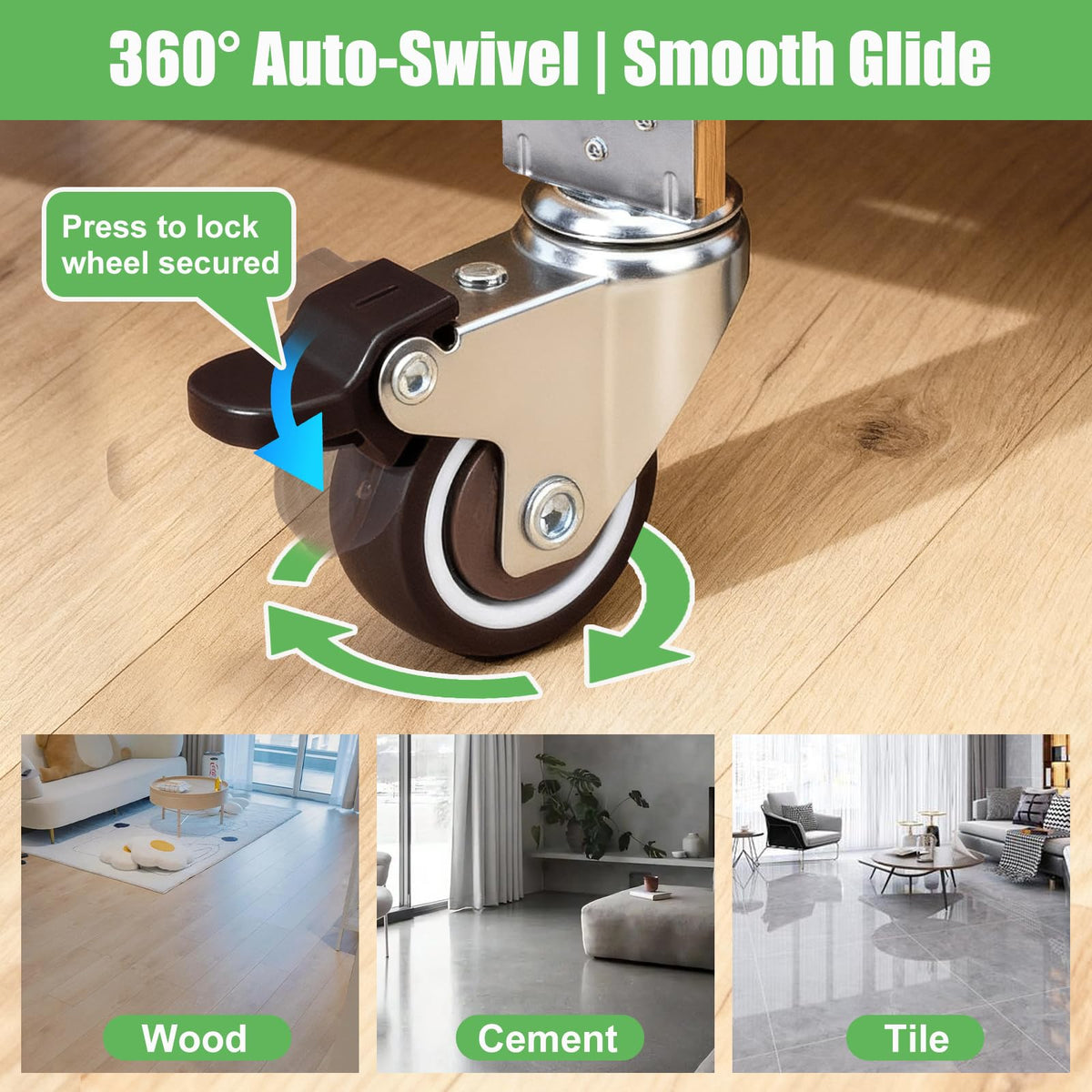 1" Low Profile Caster Wheels Set of 4 M1853