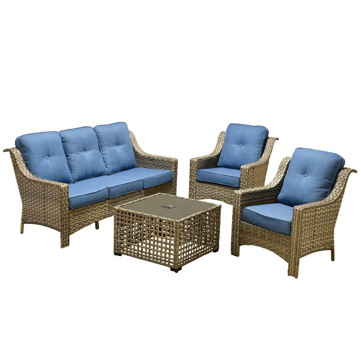 4 PCS Rattan Patio Conversation Set with Coffee Table D257457