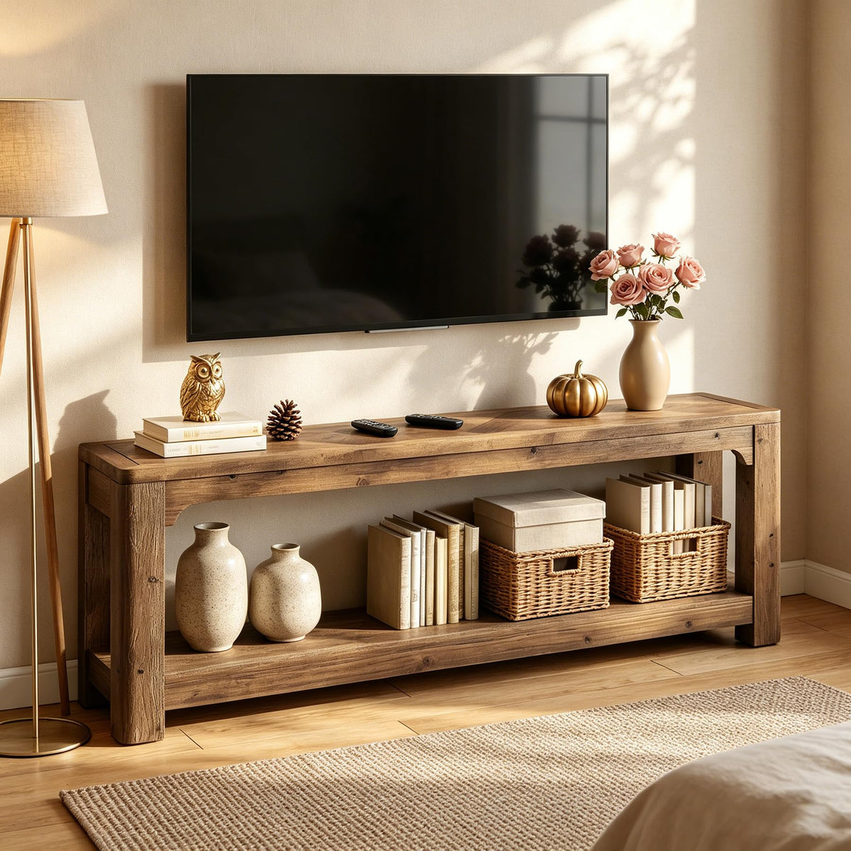 63" Solid Wood TV Stand S482