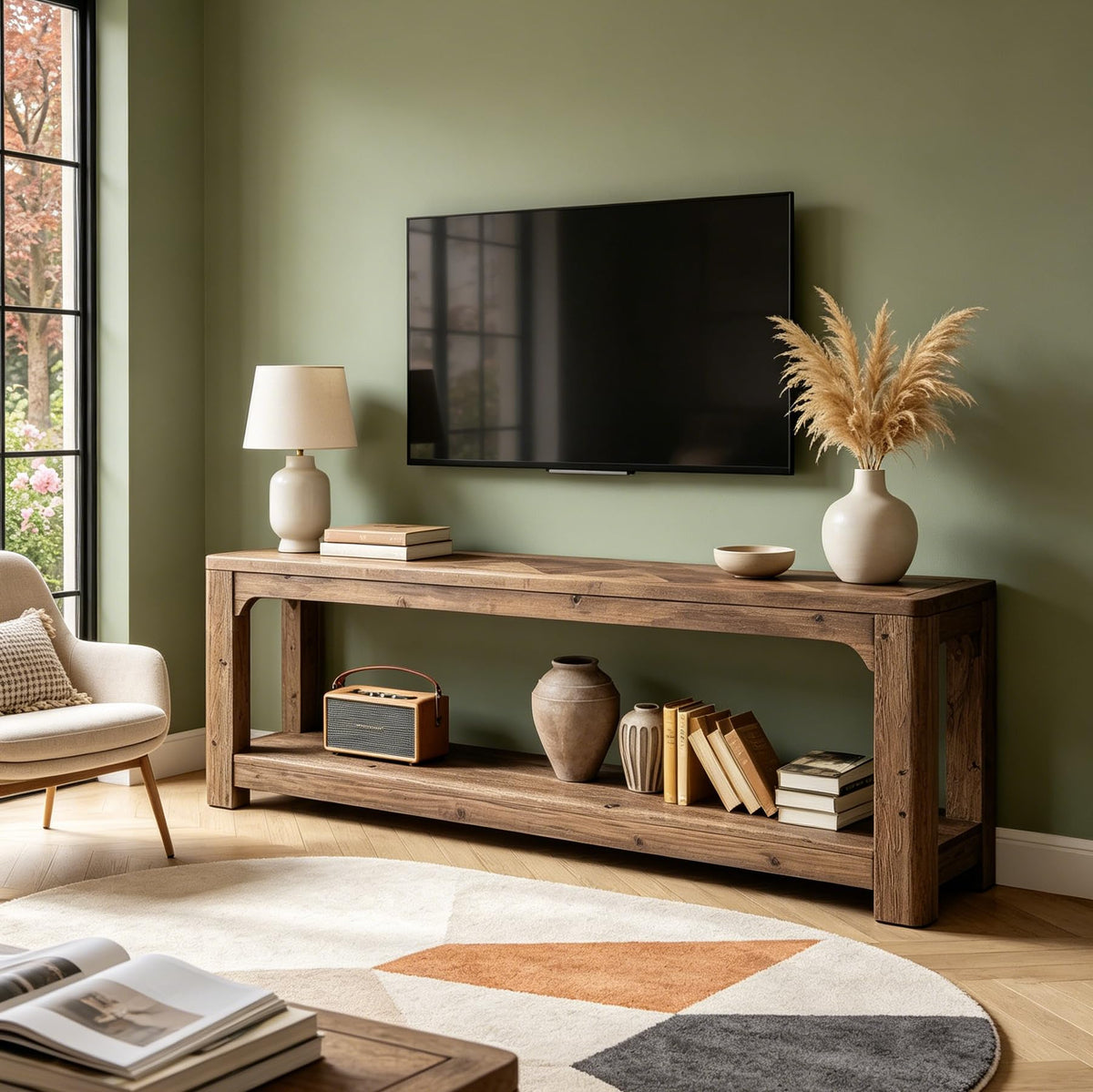 63" Solid Wood TV Stand S482