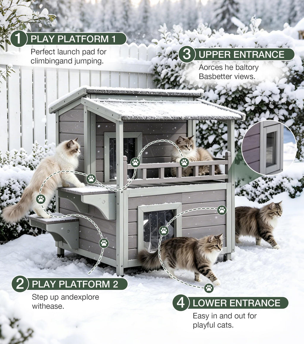 Large 2 Story Heated Cat House J88705