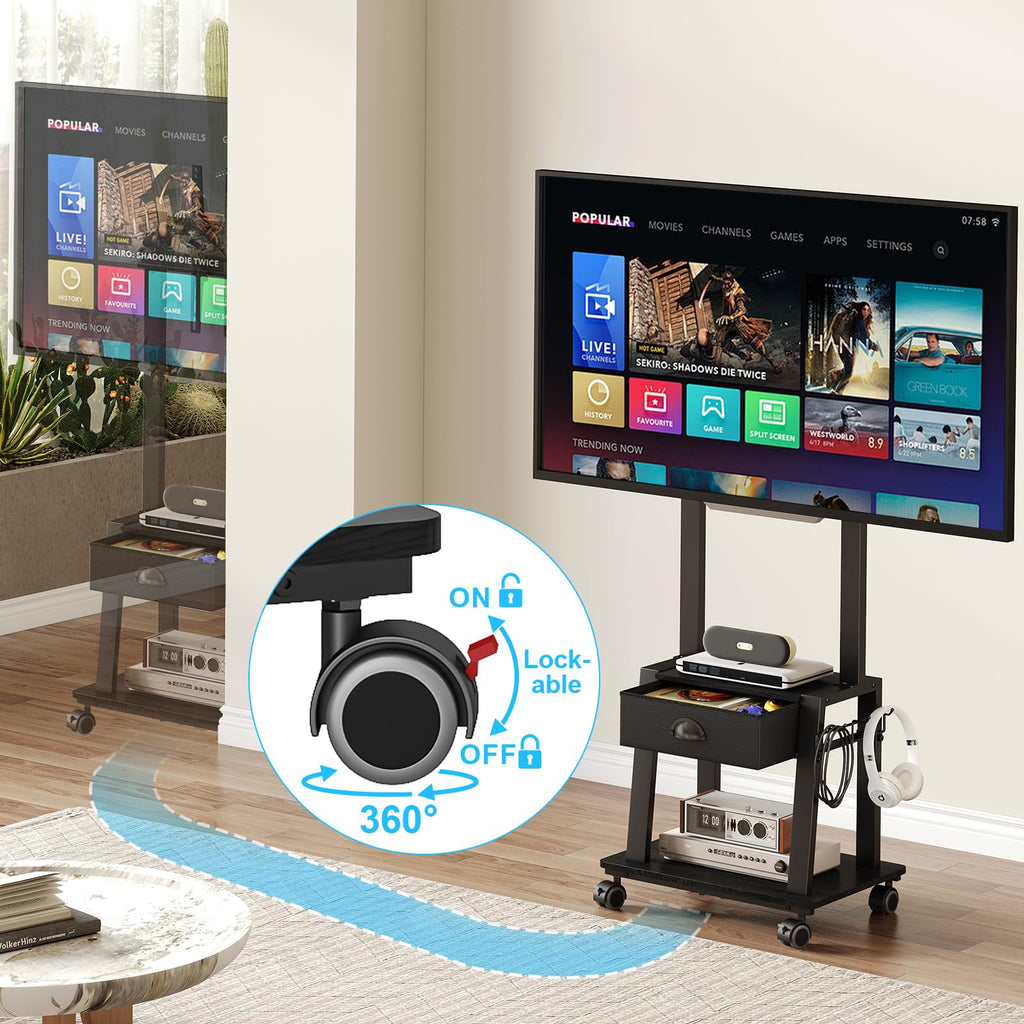 23-60 Inch Mobile TV Stand with Drawer D91504