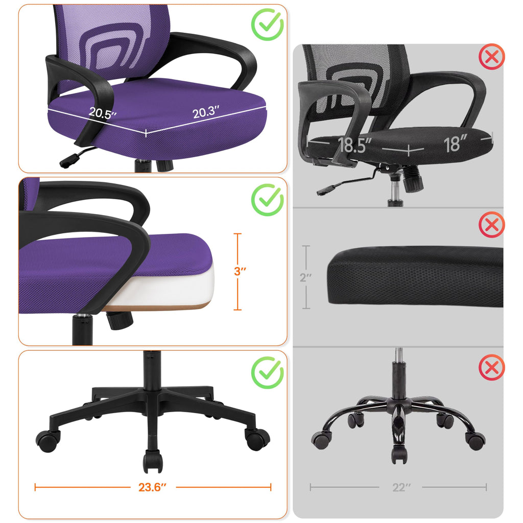 Purple Adjustable Swivel Mesh Office Chair N423156