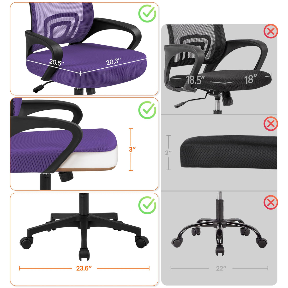 Purple Adjustable Swivel Mesh Office Chair N423156