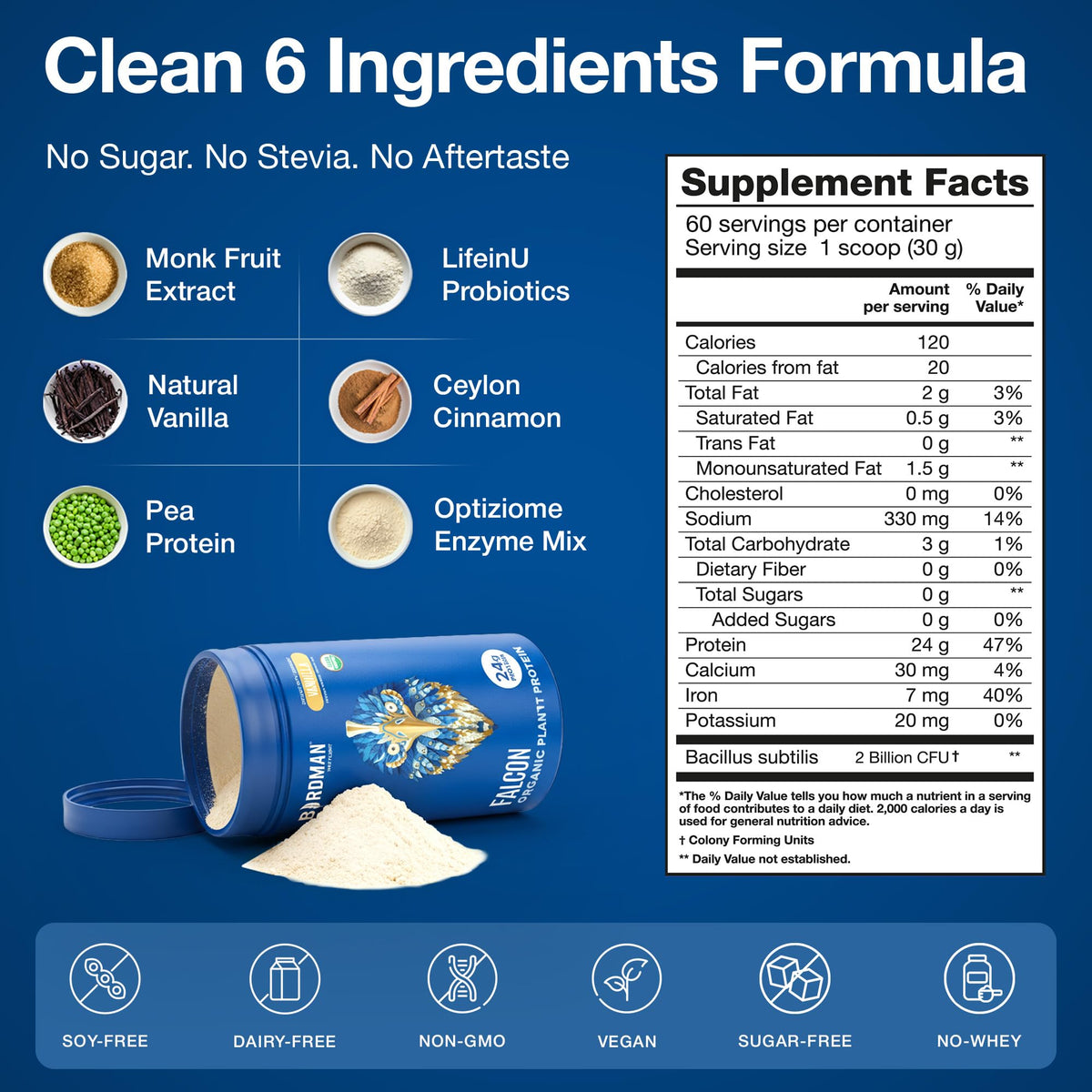 Organic Vegan Vanilla Protein Powder 18 Servings C433