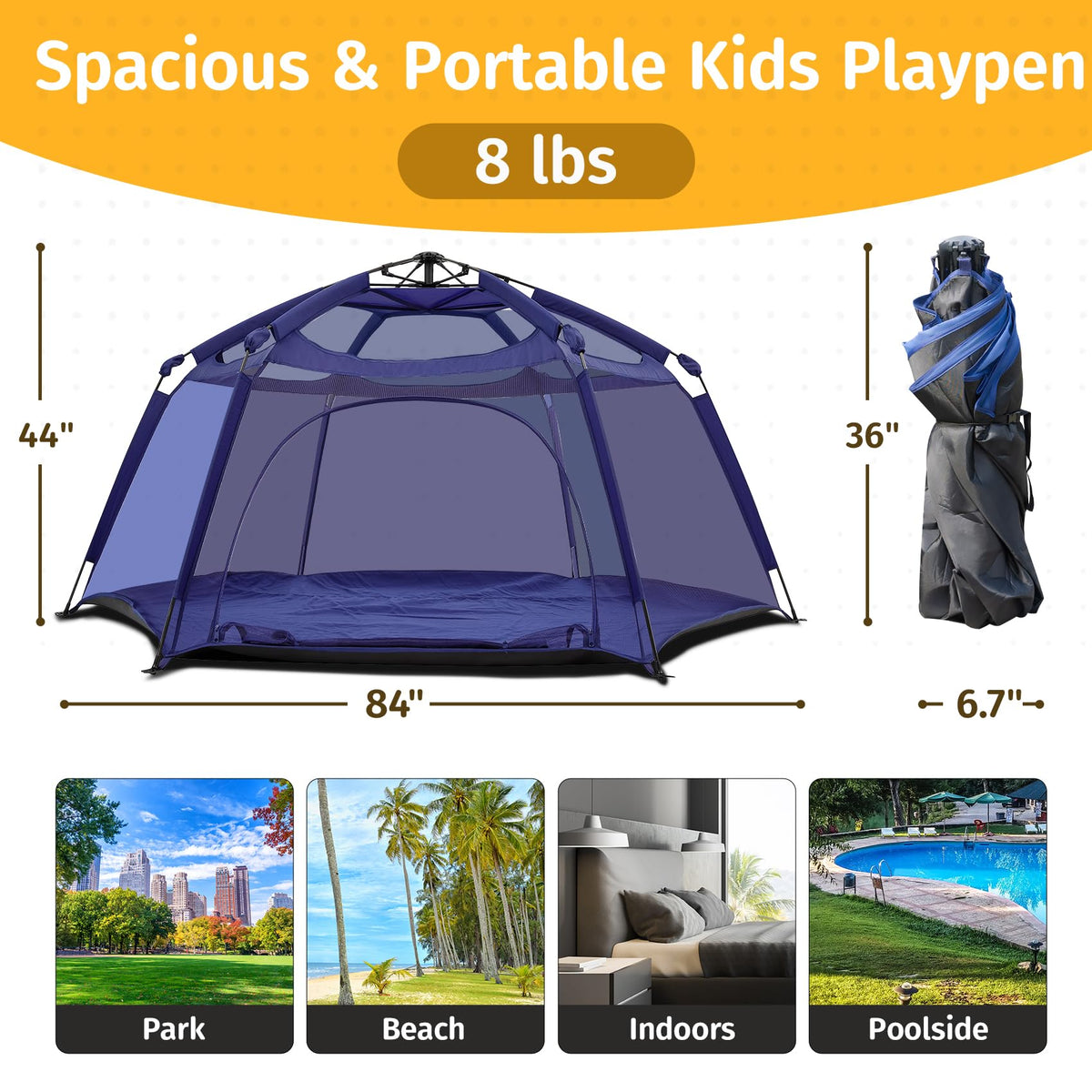 Portable Baby Playpen with Mesh D819