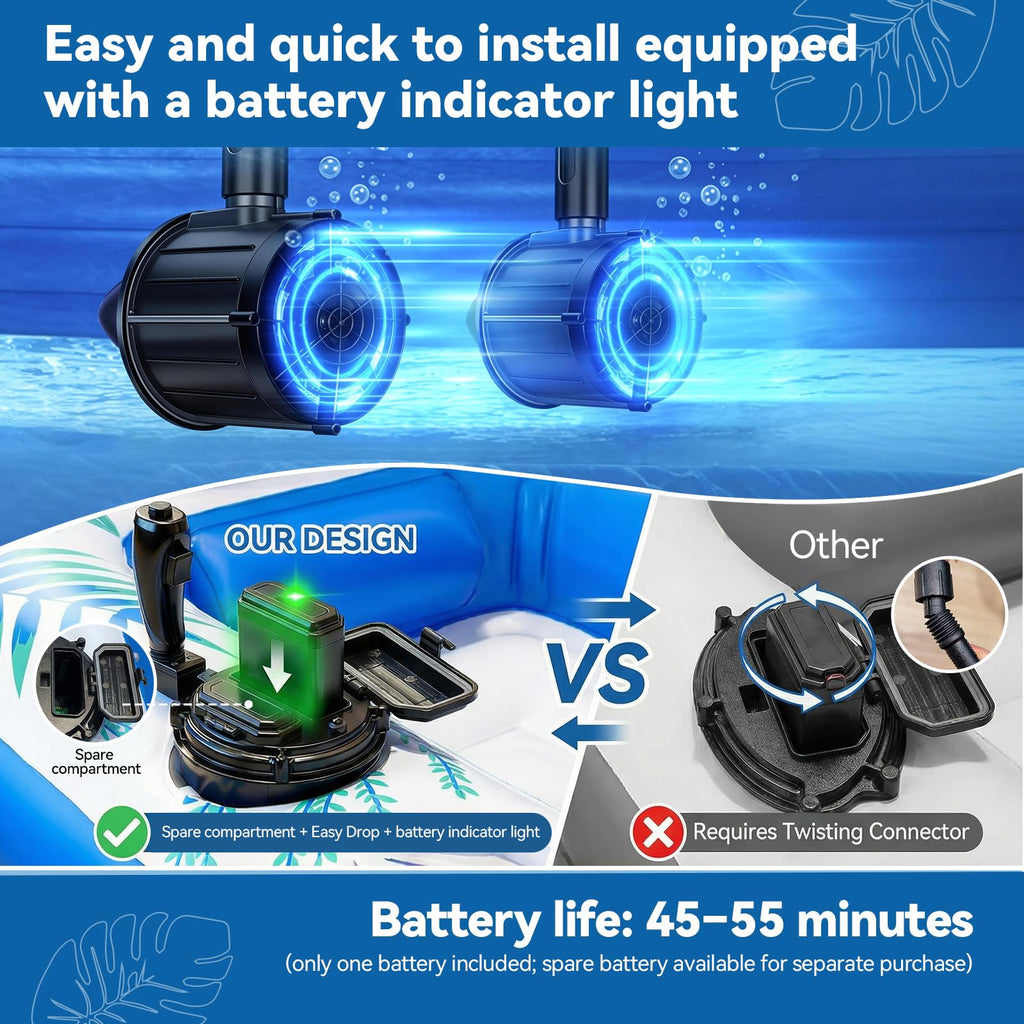 Rechargeable Motorized Pool Float Lounger with Canopy and Cup Holder W407634