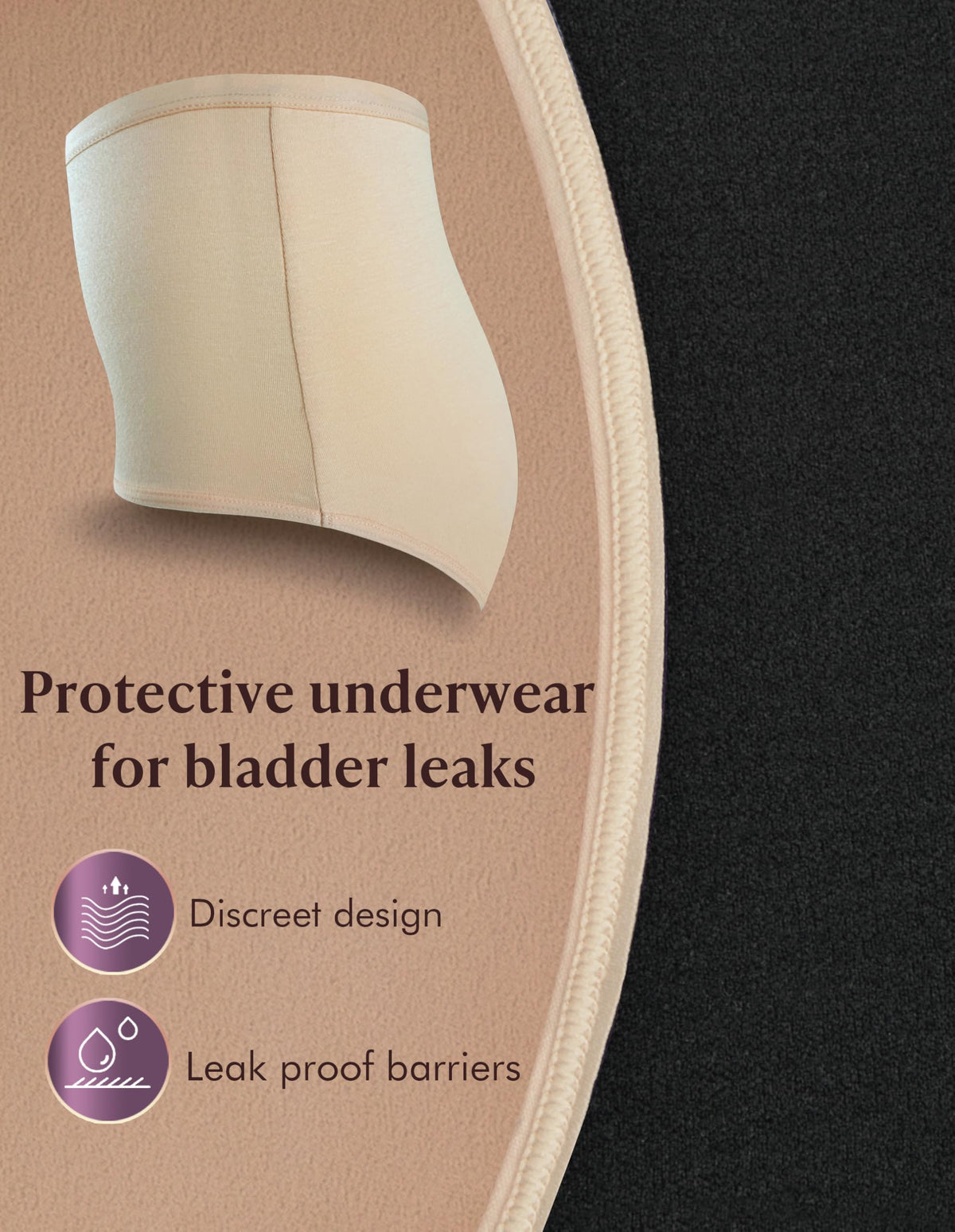 Washable Absorbency Urinary Incontinence Underwear for Women High Waist Leak Proof Panties 60ML, 3 Pack Beige White E40315