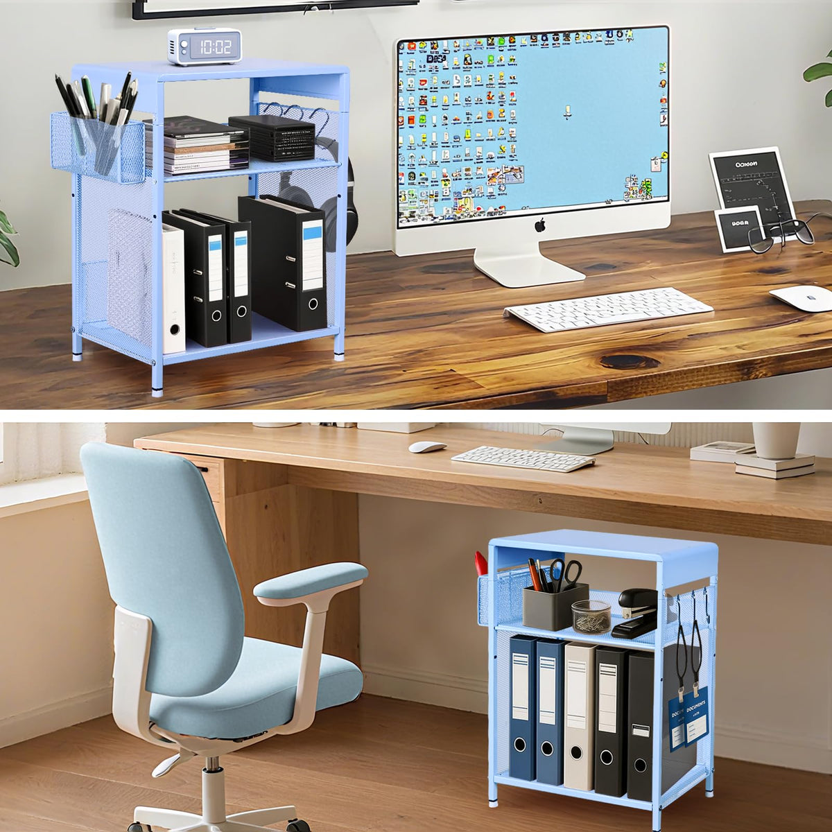 Sky Blue Kids Nightstand with Hooks and Holder B181796