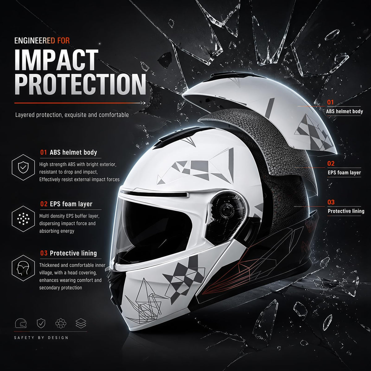 DOT Approved Flip Up Full Face Dual Visor Motorcycle Helmet K778
