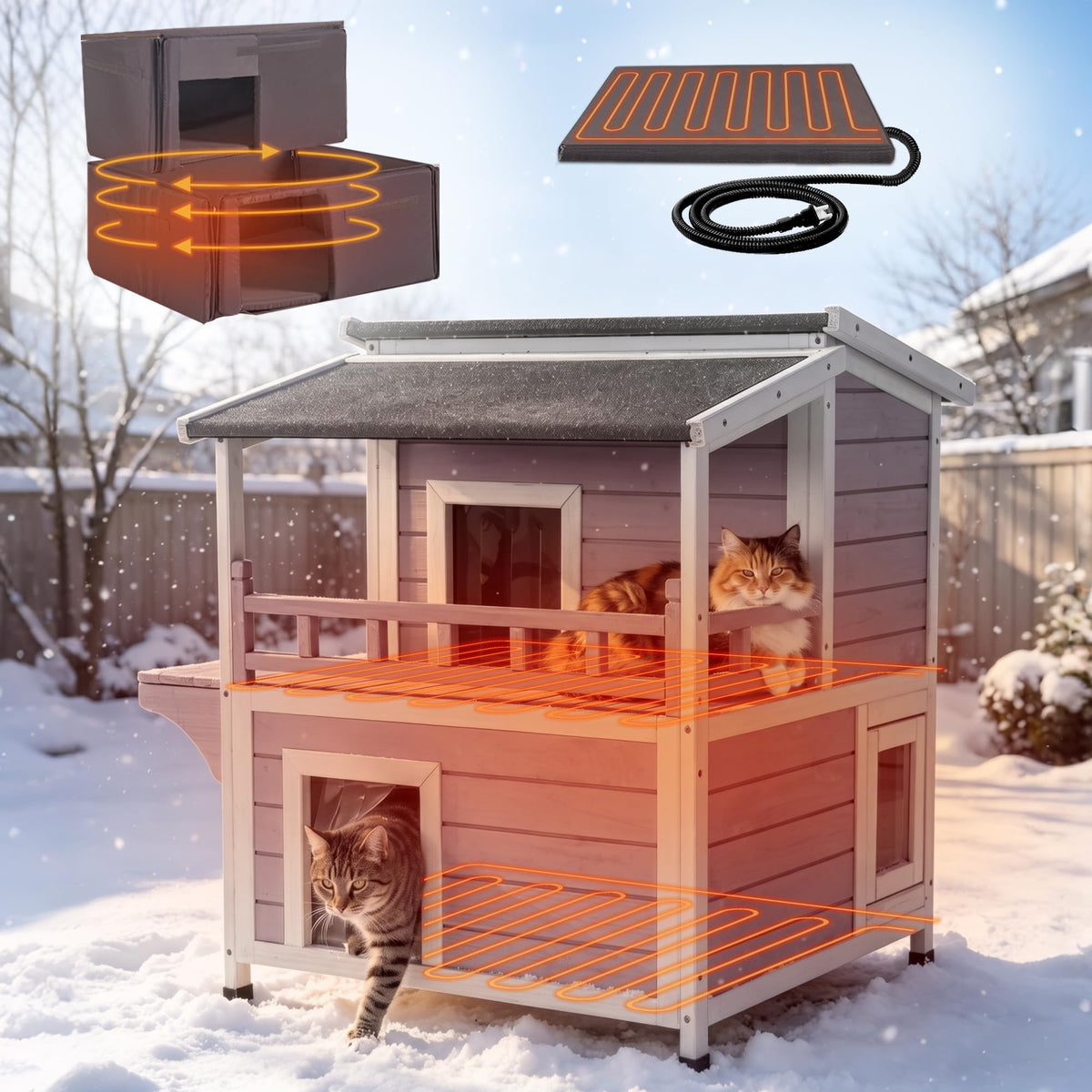 Large 2 Story Heated Cat House J88705