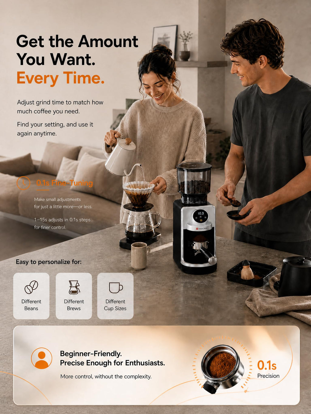 Electric Burr Coffee Grinder with 51 Grind Settings J668