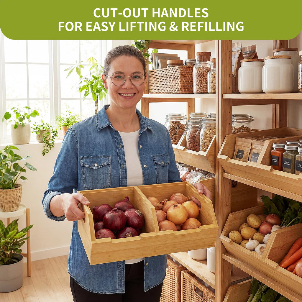 Bamboo Pantry Storage Bins Set Q13631