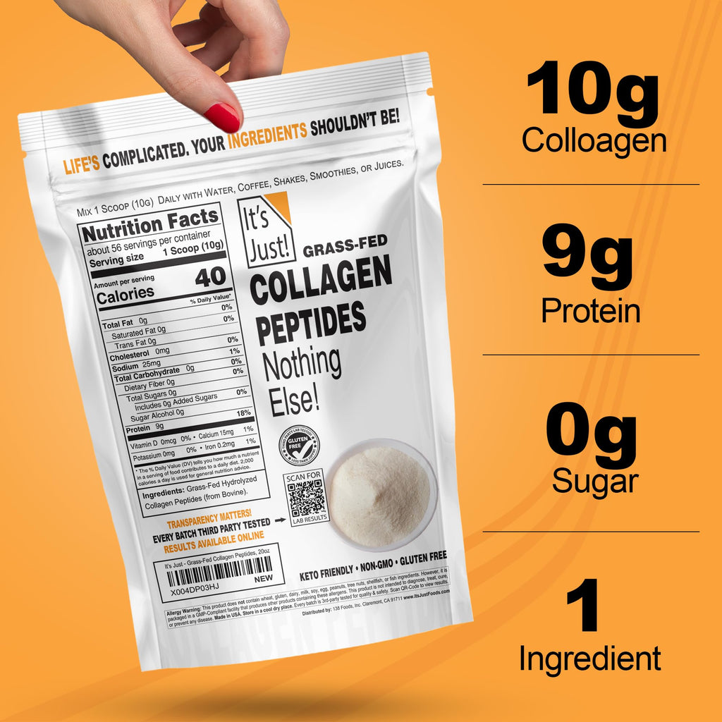 Collagen Peptide Grass-Fed Protein Powder Unflavored 20oz E188875