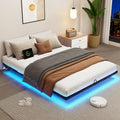Full Size Metal Platform Bed Frame with LED Lights & Charging Station W34710