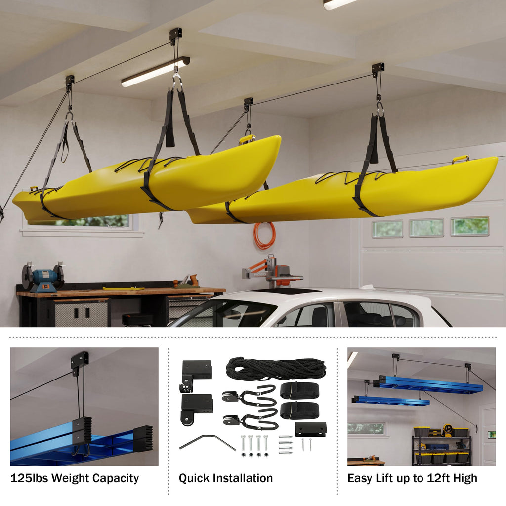 Kayak Hoist 2-Pack 125 lb Capacity Pulley System N7867