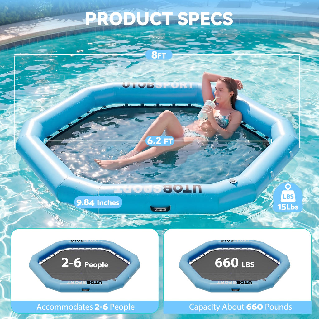 Inflatable Water Hammock Floating Platform with Cupholder J93315