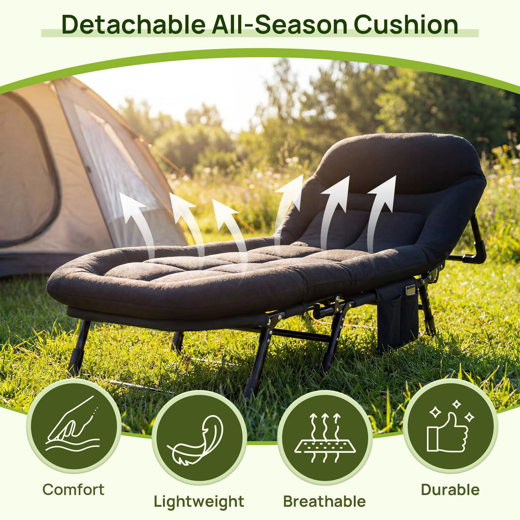 Black Camping Cot with Mattress D584
