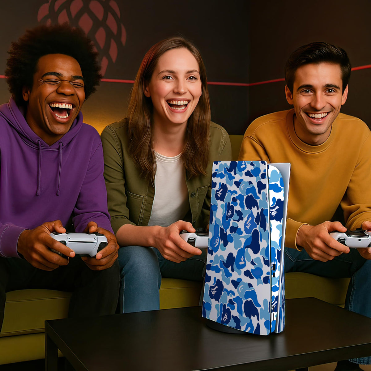 Blue Camo Game Console 5 Skin with 2 Controller Skins R816