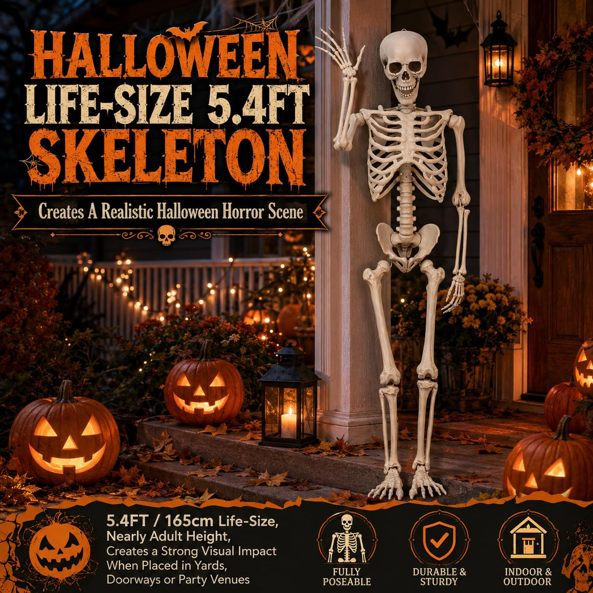 Life Size Poseable Skeleton with Movable Joints B23232