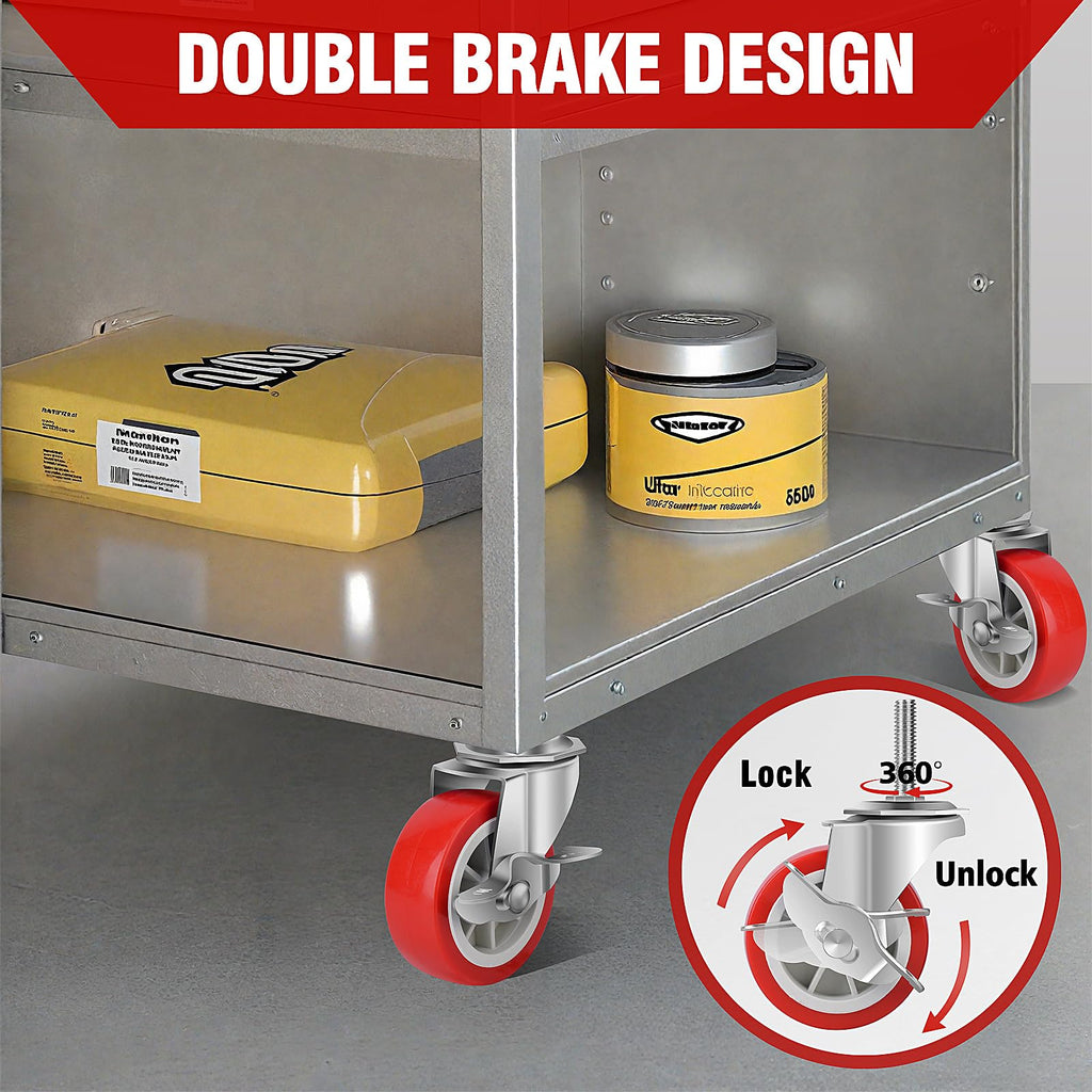 3 Inch Heavy Duty Stem Casters Swivel Wheels with Brake, Set of 4 Q847312