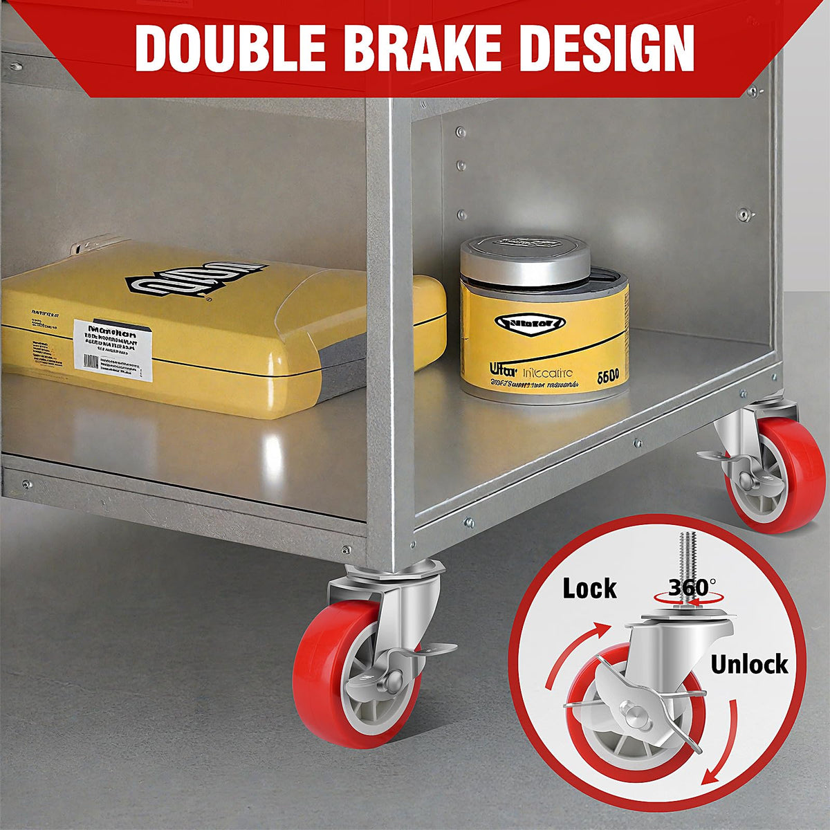 3 Inch Heavy Duty Stem Casters Swivel Wheels with Brake, Set of 4 Q847312