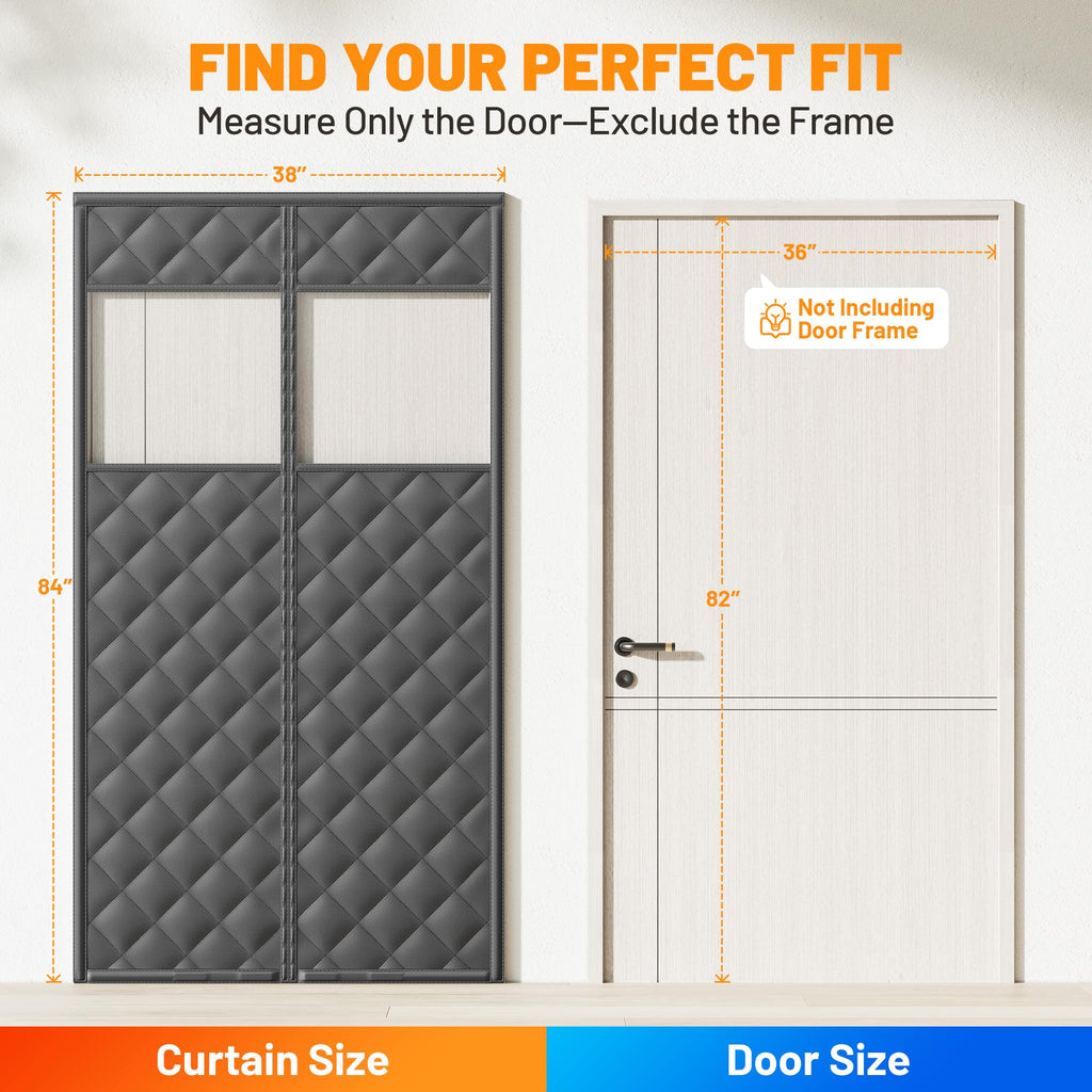 Magnetic Insulated Door Curtain 36"x82" Black V509255