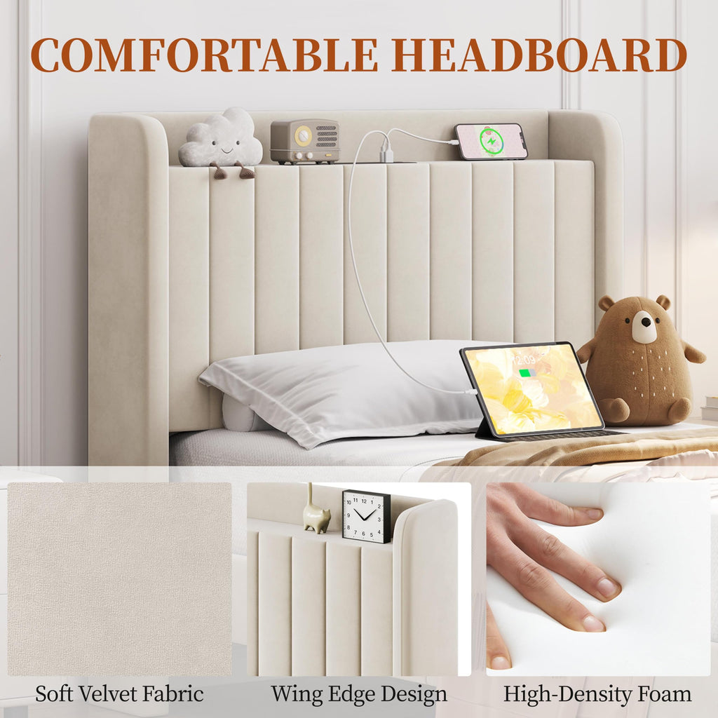 Twin Bed Frame with Storage Headboard L940658