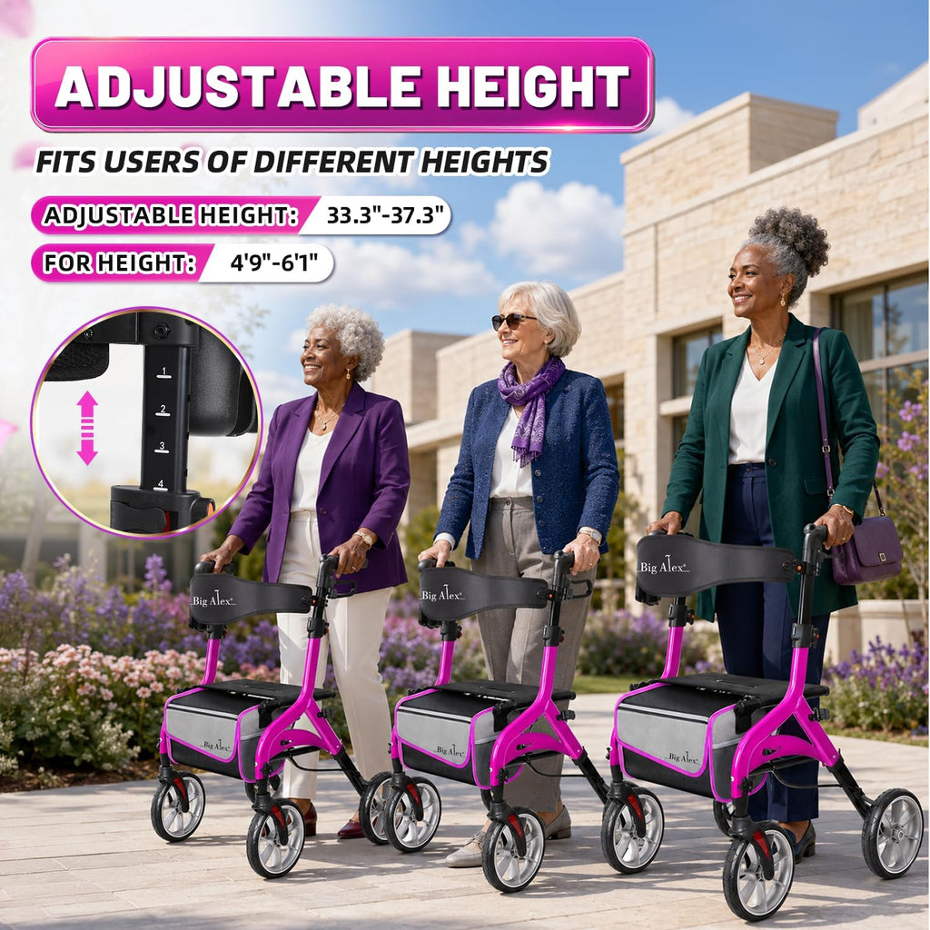 Foldable Lightweight Aluminum Rollator Walker with Seat C438