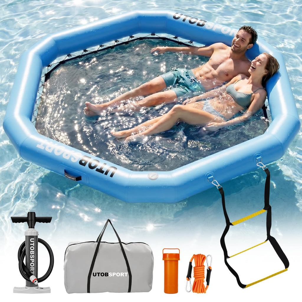 Inflatable Water Hammock Floating Platform with Cupholder J93315