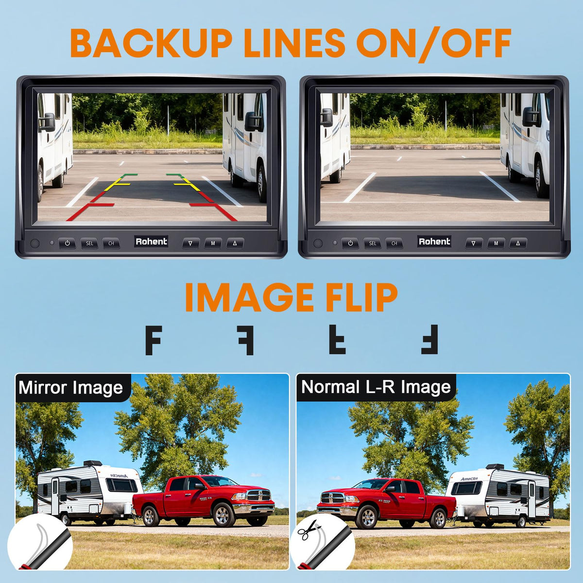 7" Split Screen Dual Backup Camera System U99658