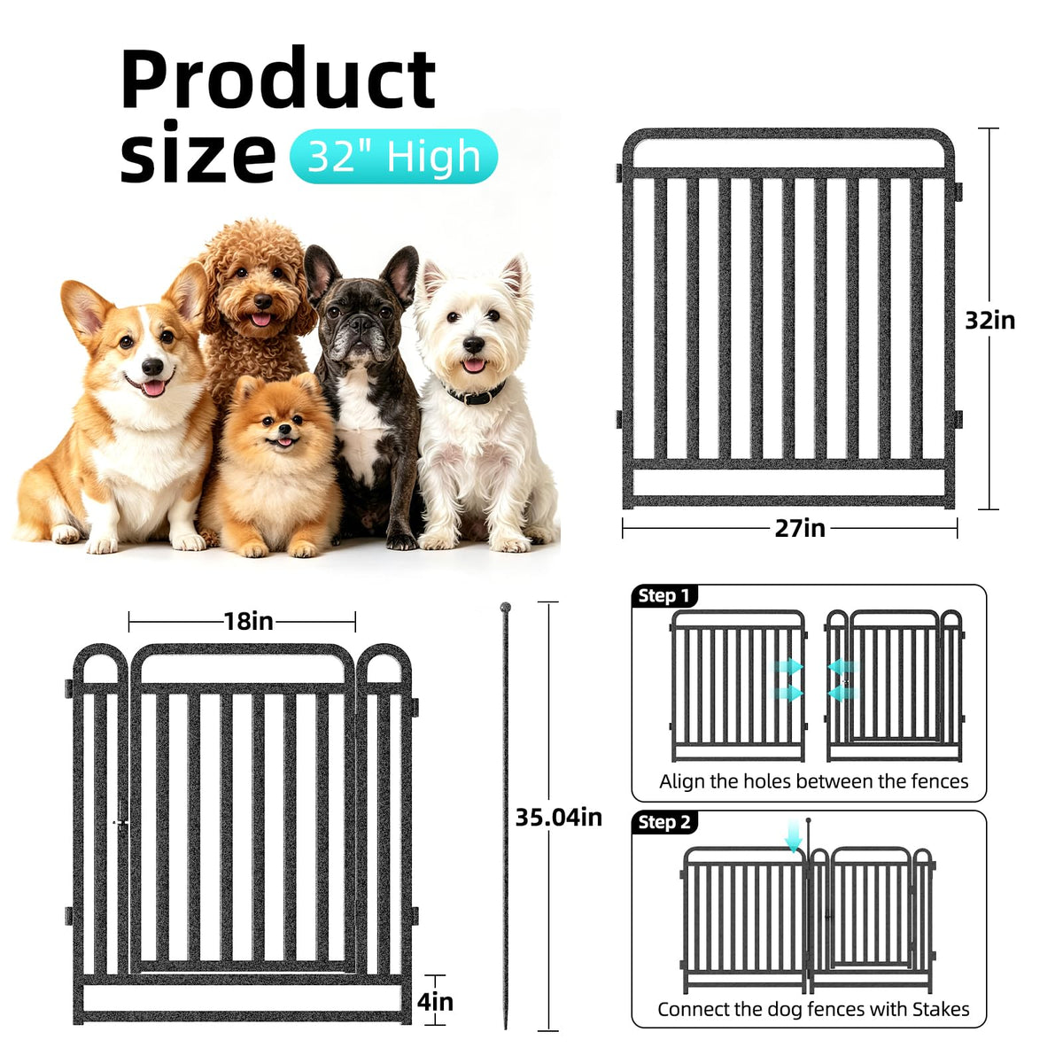 Dog Playpen Outdoor Silver 32'' 16 Panels 2 Gates O316241