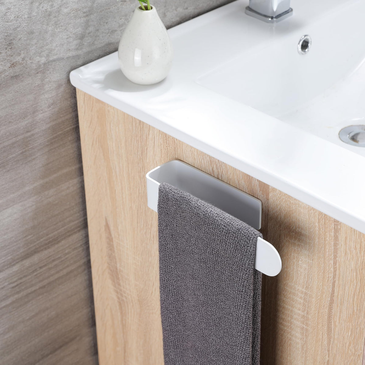 White Adhesive Towel Rack N26710