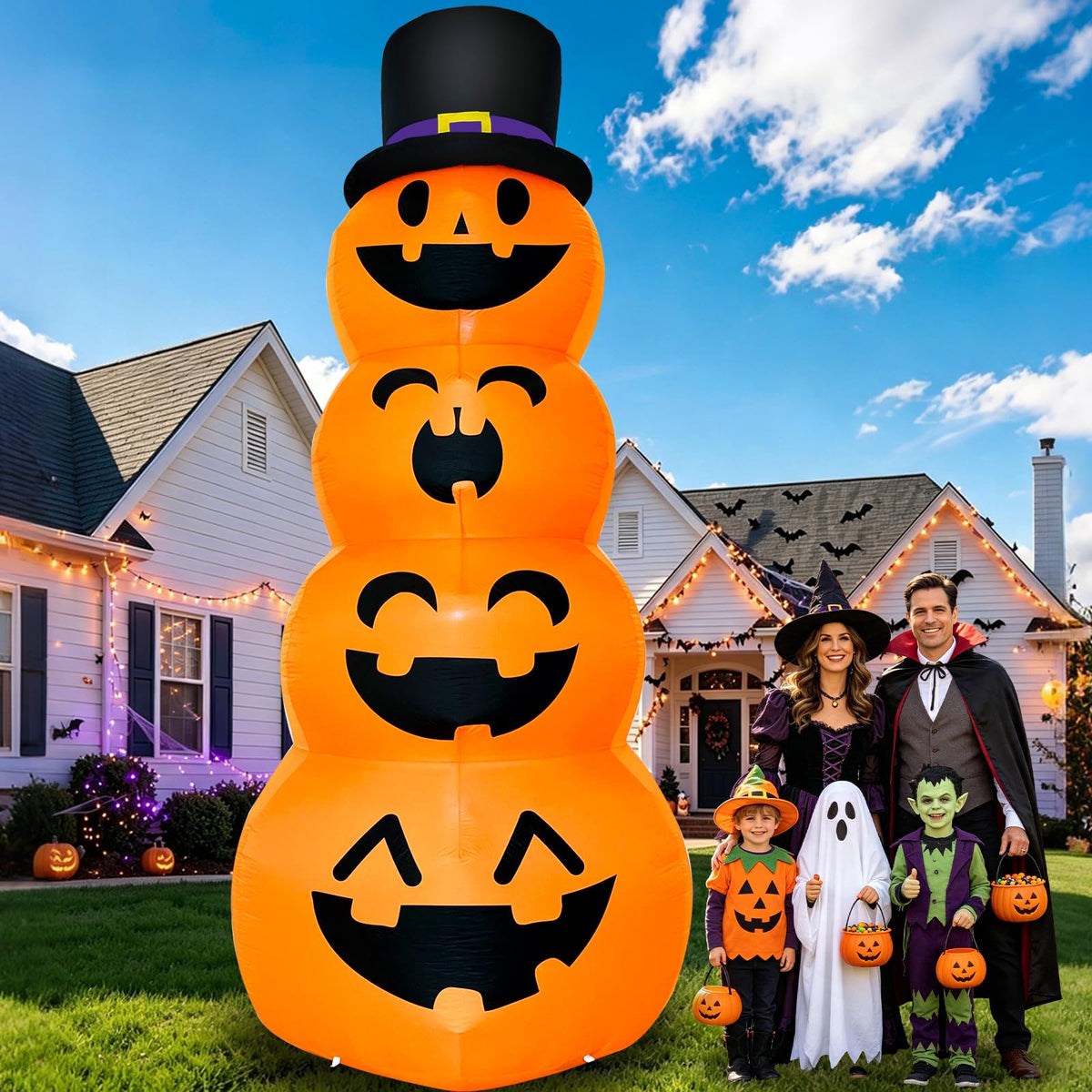 12FT Giant Witch Pumpkin Halloween Inflatables H69402