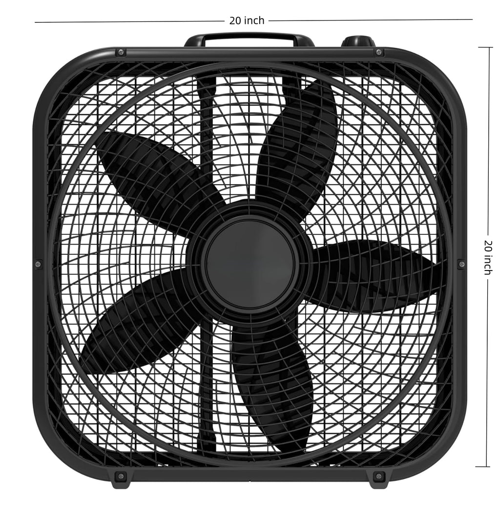 20-Inch Classic Box Fan, Three-Speed, Quiet, Tabletop with Carrying Handle, White F950