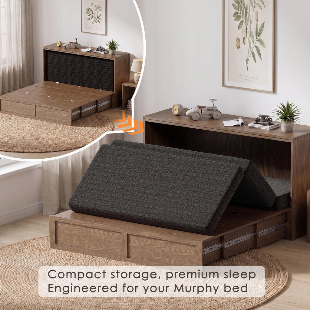 4 Inch Tri-Fold Twin Size Memory Foam Mattress with Washable Cover N41784