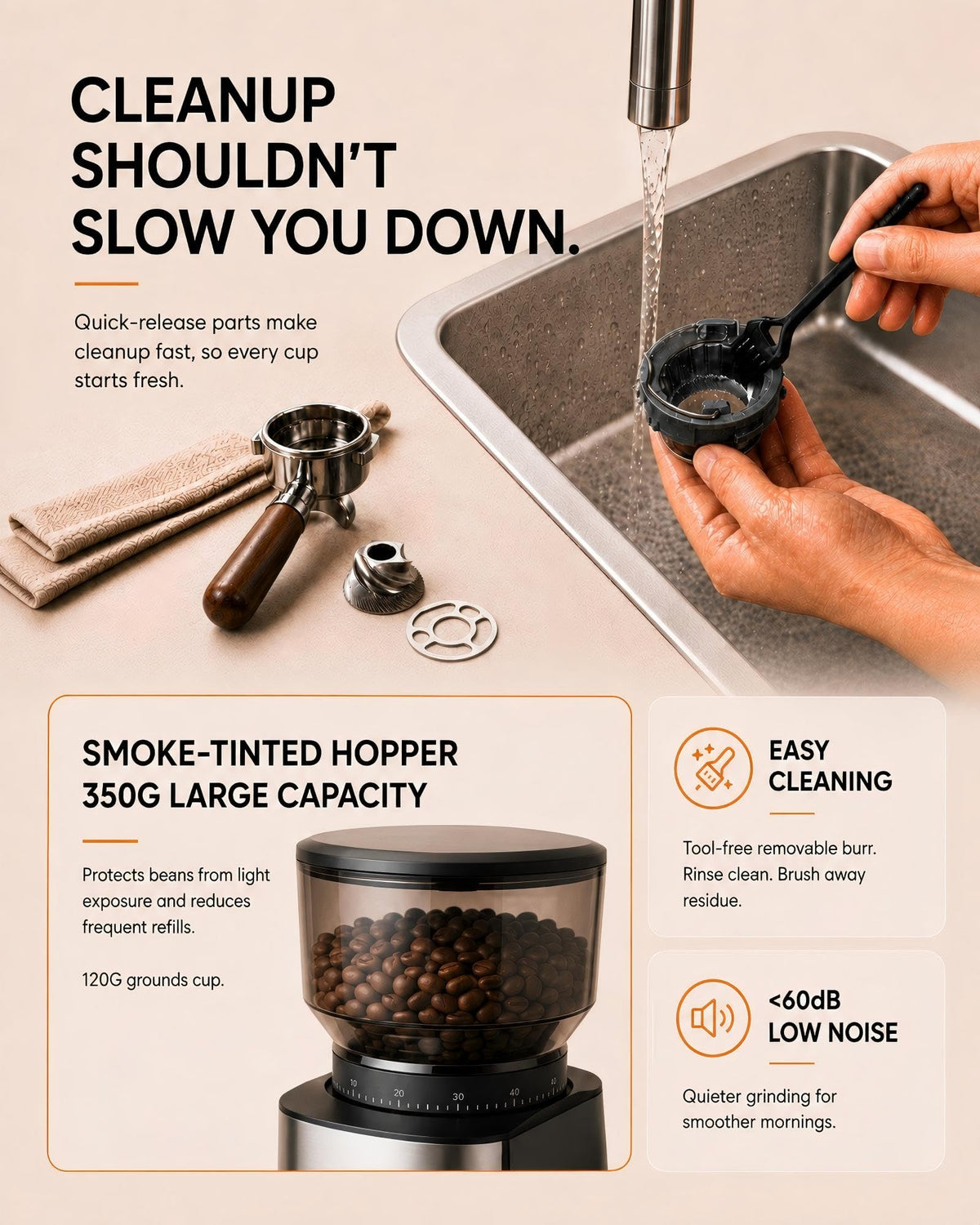 Electric Burr Coffee Grinder with 51 Grind Settings J668